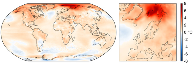 Maps of surface air temperature anomalies
