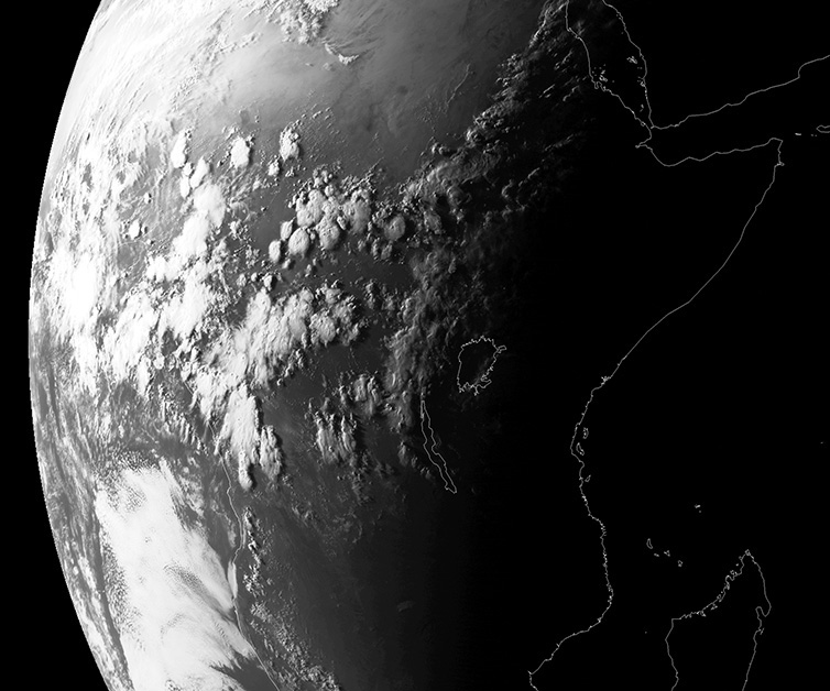 Meteosat image showing evening convection over central Africa, 16:00 UTC, 7 May 2016