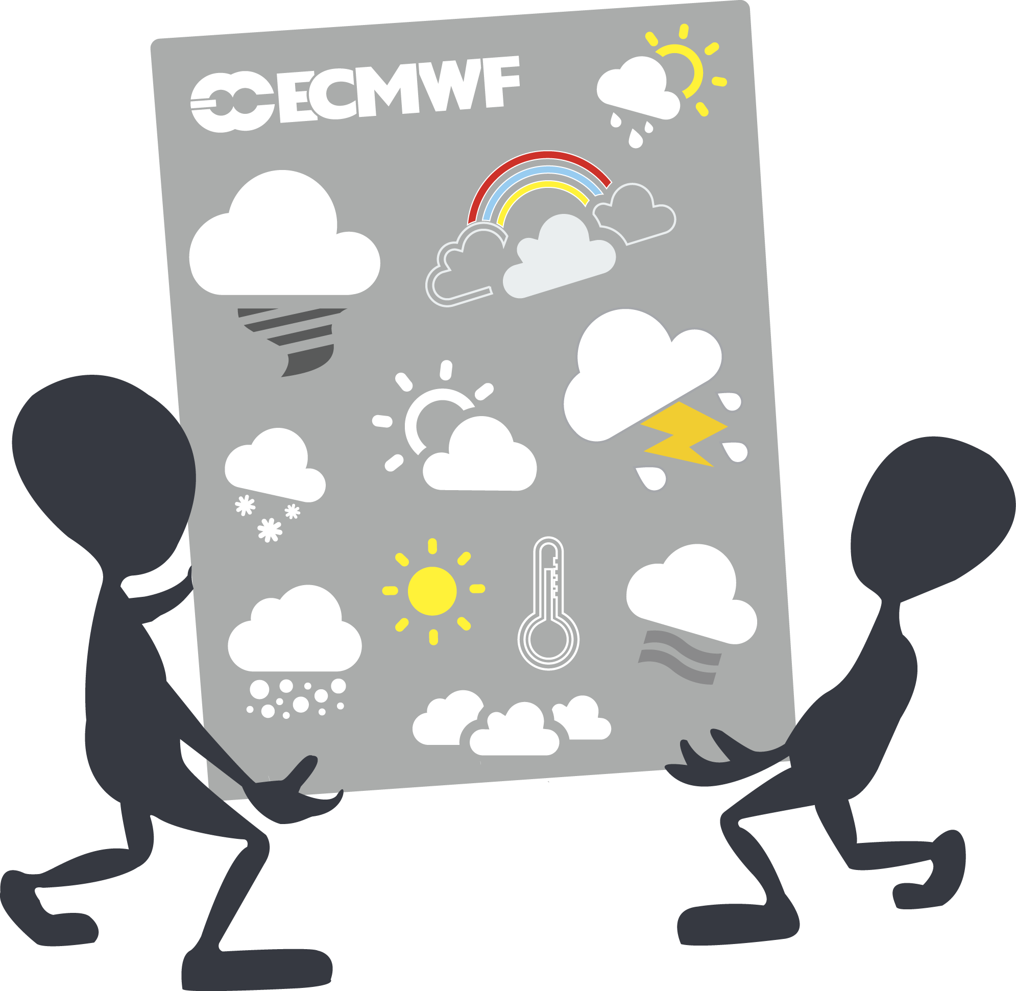 Two people carrying an ECMWF placard