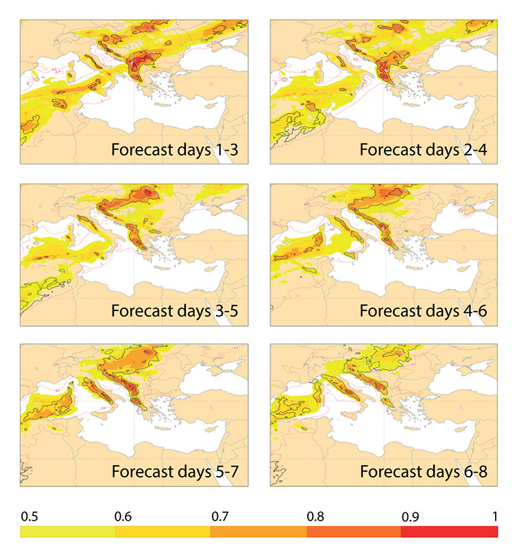 EFI and SOT for precipitation for Balkans, November 2016 