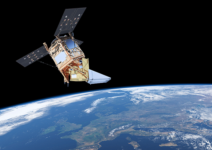 Artist's impresssion of Sentinel-5P satellite in orbit
