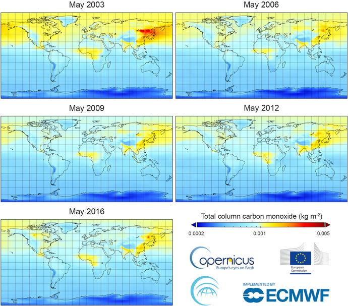 Charts based on CAMS reanalysis 2003 to 2016