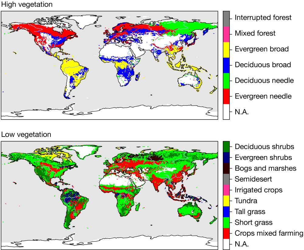 ESA-CCI vegetation type maps adapted to ECLand.