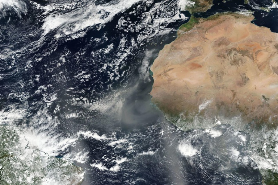 Satellite image of dust plumes off west Africa 1 March 2017