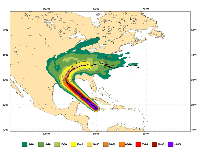 Tropical cyclone Ida forecast tracks