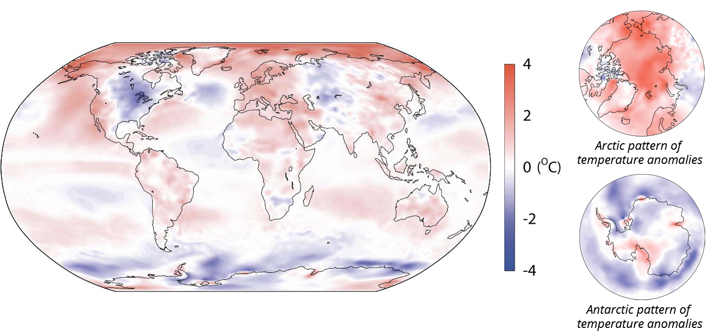 Mean surface air temperature for 2014 relative to the 1981-2010 average
